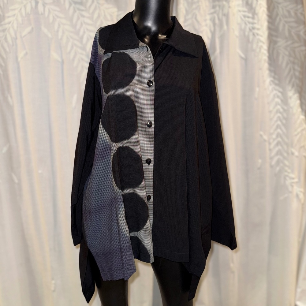 Steve Sells Studio 100% Silk Asymmetrical Tunic Top – Size L – Hand-Dyed Artwea